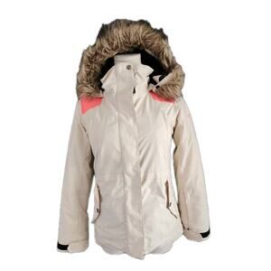 Girls Roxy Medium 10 Ski Jacket Dry flight 10K Faux Fur Hooded Water Resistant